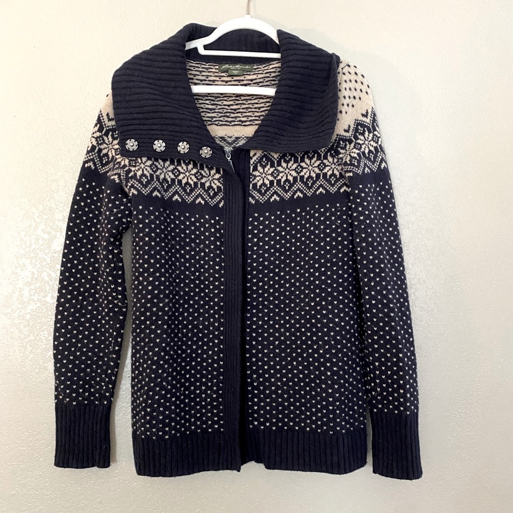 Eddie Bauer • wool fair isle cardigan